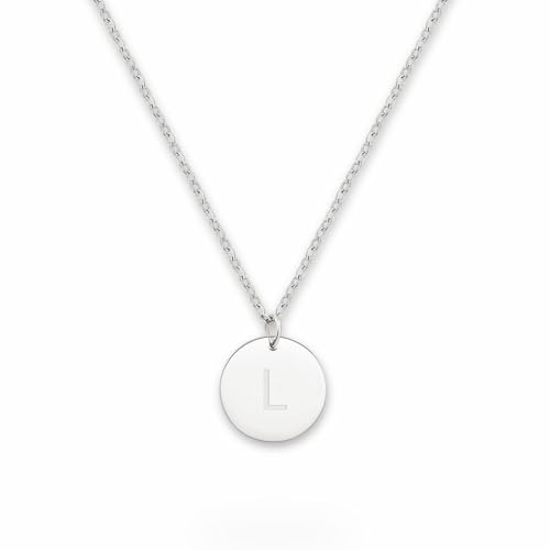 GOOD.designs ® Halsband med bokstäver i silver, initialer halsband av rostfritt stål, 45 + 5 cm, Rostfritt stål (L)