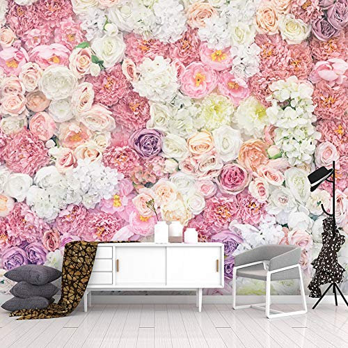 Fototapete Vlies Tapete Tapete Der Rosenblume Der Simulation 3D Tapeziert Hochzeitskleidungsgeschäftschlafzimmerhintergrundwandtuchmädchenherztapete, 250 * 175