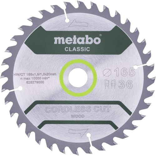Metabo 628279000 Cordless Cut Wood Classic Saw Blade 165 x 1.6/1.0 x 20 Z36 WZ 15°