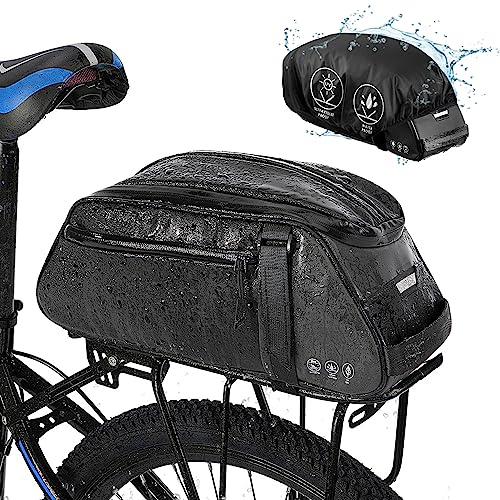 Eyein Bike Rear Rack Bag, 8L Waterproof Reflective Bicycle Trunk Bag, Cycling Rear Seat Carrier Backseat Storage Luggage, Shoulder Strap for MTB Bicycle E-Bike