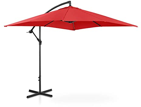 Uniprodo UNI-UMBRELLA-SQ250RE-N | Sonnenschirm | Ampelschirm | Rot viereckig 250 x 250 cm neigbar | Gartenschirm | Terrassenschirm | Sonnenschutz für Balkon, Terrasse & Garten | Pendelschirm