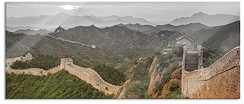 Pixxprint Glasbild Panorama, Wandbild aus Echtglas, Chinesische Mauer, 120x50 cm, inkl. Aufhängung und Abstandshalter