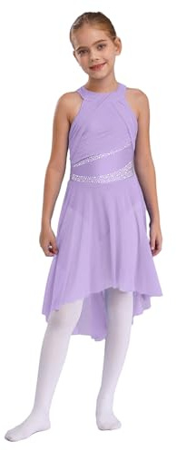 CHICTRY Kids Girls Sparkle Sleeveless Lyrical Ballet Leotard Dress Contemporary Modern Latin Dance Dress Ballerina Dancewear Lavender 11-12 Years
