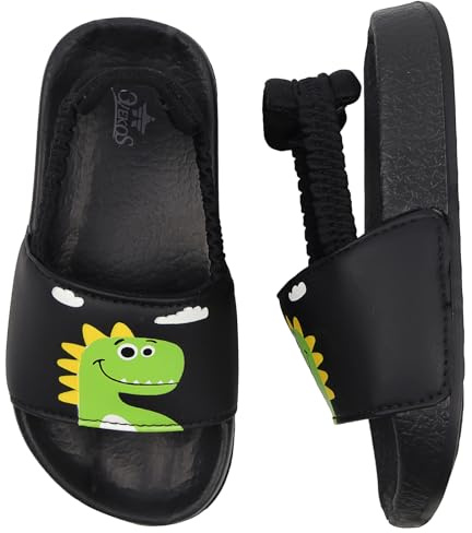 Dream QuanZhou Pantoufles de Plage Enfant Été Confortable Claquette de Piscine Garçon Bain Pantoufles de Douche Antidérapant Sandales 25 Noir Vert