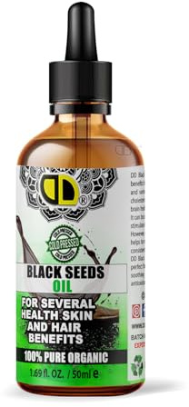 DD Teck Black Seed Oil Cold Pressed 100% Pure Organic Natural Oil for Hair Care Skin Care Scalp Massage Moisturizing Conditioning Beauty Routine Wellness Support Daily Nourishment Extra (50ml dropper)