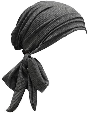 ZLYC Damen Chemo Kopfbedeckung Sommer Headwraps Beanie Stretch Headwraps(Einfarbig Dunkelgrau),Einheitsgröße