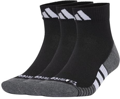 adidas Unisex Performance Climacool Cushioned Qrt 3P Socks, Black/White, 10.5-12.5