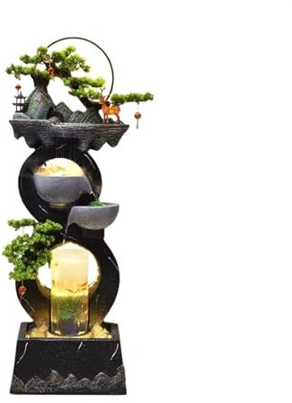 Fontaine de Jardin Ornements d'eau, eau à circulation automatique, nouvel aquarium chinois moderne for la maison et le bureau, ornements de paysage de sol extérieur Fontaine Exterieure(Noir,S)