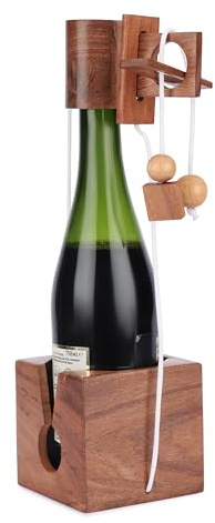 Ajuny Rompecabezas 3D de Madera para Botella, Juego de Ingenio Desafiante Tipo Castillo, Rompehielos para Fiestas, Regalo Original para Adultos, Decoración Rústica para Hogar