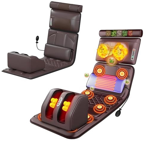 SIYACO Massager Electric Shiatsu Massage Heating Mat – Foldable Full Body Massage Mat | Shiatsu Neck and Back Massager, Massage Chair Pad Style Vibrating Heating Pad for Head, Neck, Back, Waist & Legs