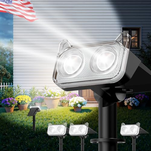 WdtPro Solar Spot Lights Outdoor for Tree, Sign, Mailbox, Solar Lights Outdoor Waterproof, Bright Landscape Spotlights, Auto ON/Off, Dusk to Dawn Lighting for Yard Patio Garden Pathway, 4 Pack