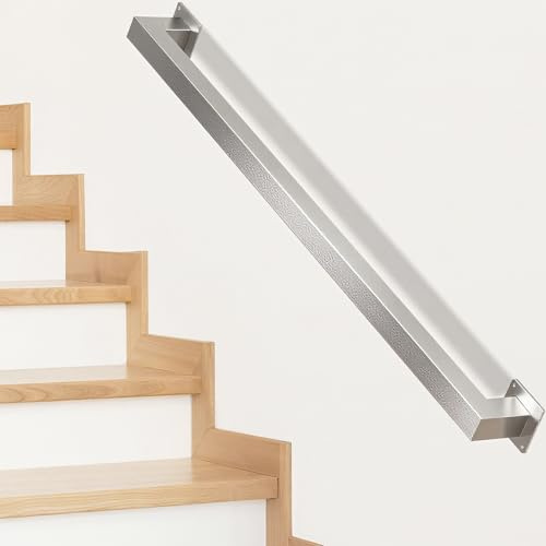Barandilla para escaleras, para interiores, 30 cm, plateada, pasamanos para escaleras, exterior/interior, de acero inoxidable, para terrazas (plata, 30 cm)