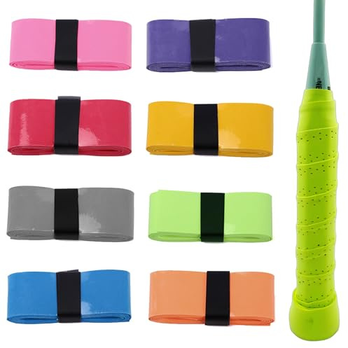MingFontec 8 Stück Tennis Griffband, Griffband badmintonschläger Selbstklebend Griffband, Anti-Rutsch Griffband für Tennisschläger, Badminton, Squash Schläger (Farbe)