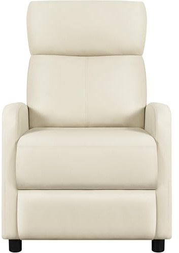 Yaheetech Sillón de Relax para televisión, sofá Individual, sillón reclinable con reposapiés Ajustable, de Piel sintética, Color Beige