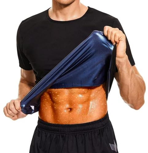 1 PCS Sauna Shirt Men, Sauna Vest Men, Sweat Vest for Weight Loss, Mens Shirt for Waist Trainer Weight Loss Workout, Body Shaper Sweat Suits with Slimming, Man Gym Fitness Short Sleeve Shapewear