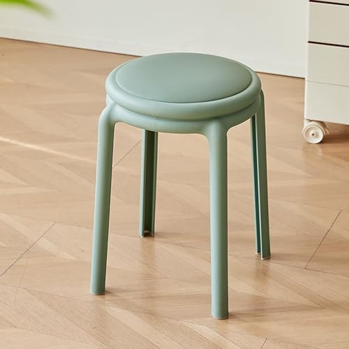 Generico Sgabelli Impilabili Da 46cm Sgabello Da Bar Imbottito Imbottito Rotondo Senza Schienale, Sgabelli Impilabili Portatili Sedia Da Pranzo Da Banco per Casa, Ufficio, Scuola, Cortile(Green)