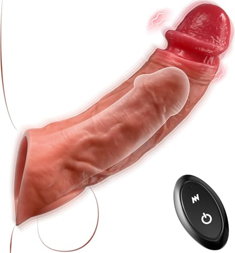 Guaina Pene Indossabili Morbido Manicotto Maschili con Anello Vibrante, Guaina Fallica Realistico Prolunga Pene Estensore Allungare Uomo Vibratore pene ingrandire, Sex Toys Sessuali per Coppie Uomini