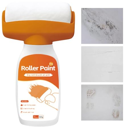 Rullo Pittura Pareti, 2 in 1 per Graffi e Verniciatura con 500g, Inodore per Cucina Bagno Esterni Mobili Costruzione Pareti Porte, Edilizia