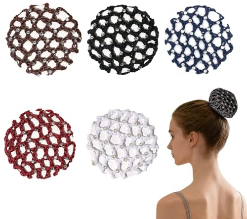 5 Pezzi Rete Chignon Capelli, Cuscino Chignon, Aiuto Acconciatura Bun Nodo Tessuto er Ballerina Ginnastica Infermiere Personale di Banca(multicolore)