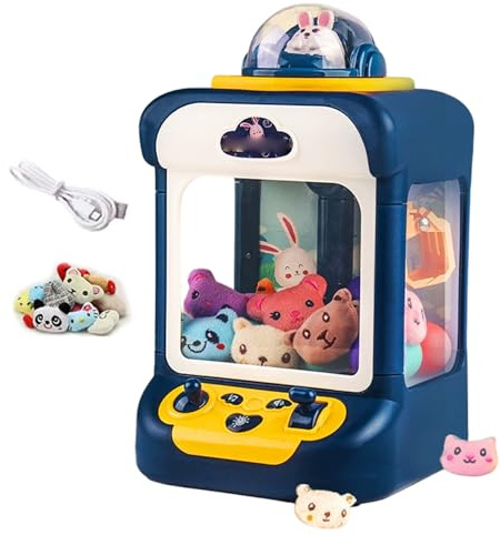 Grtheenumb Máquina de Garras para niños, máquina de Garras de Juguete para niños, Linda muñeca con Sonido, Mini Juguetes de Peluche y música, para Fiestas y cumpleaños de niñas