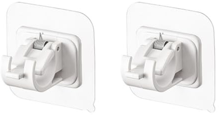 HOMOCONO Gancho para Cortinas Adhesivo ABS Blanco 2 Piezas Soporte Telescópico sin Perforaciones para Barras de Cortina en Baño y Hogar