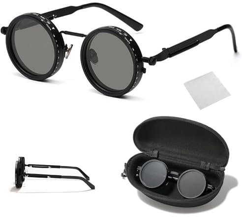 Lunettes de Soleil Polarisées,Lunettes de Soleil Homme Polarisées,Classique Lunettes,Filtre ND Réglable de 1 à 9,Protection UV,Anti-éblouissement,Rondes Lunettes Polarisées,pour Homme et Femme