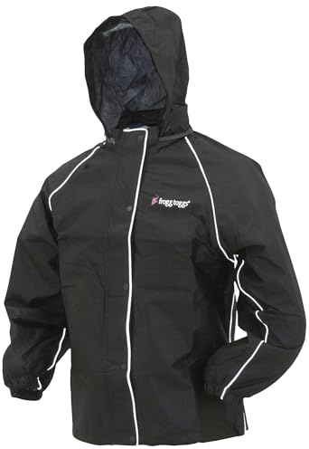 Frogg Toggs Women's Road Toad Reflective Waterproof Rain Jacket, Black, X-Large