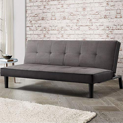 happybeds Grey Sofa Bed, Aurora Grey Upholstered Velvet Fabric Modern Sofabed - 2 Seater