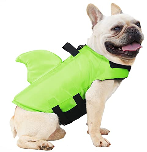 FONLAM Chaleco Salvavidas para Perros Mascota Cachorro Flotador Piscina Perros Ropa Chaleco de Seguridad Perrito Natación (Verde, Small)