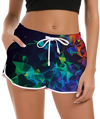 Fanient Pantaloncini da Surf da Spiaggia Estivi per Ragazze Adolescenti Anni '90 Active Slim Fit Allenamento Yoga Pantaloni Sportivi Fast Dry Surf Costume da Bagno M