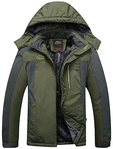 BININBOX Vestes de Randonnée pour Homme Imperméable Parka Hiver Chaud blouson Chapeau Ski