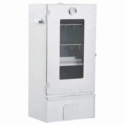 vidaXL BBQ Oven Smoker with 1kg Wood Chips Outdoor Smoker Smokehouse Outdoor Grill Barbecue Bake, Roast, Braise Sear for Outdoor 44.5x29x124cm