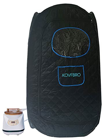 KOVFBRO Portable Steam Sauna,Home Sauna,Indoor Relax Fold Sauna Room,One Person Use 220V 2.8L 1500W EU Plug Black