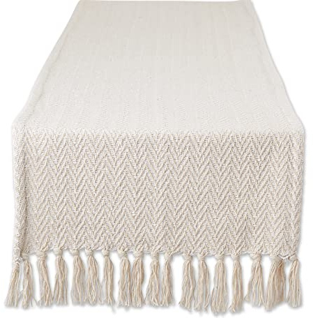 DII Woven Basic Tabletop Collection Chevron Table Runner, 15x108, Off-White