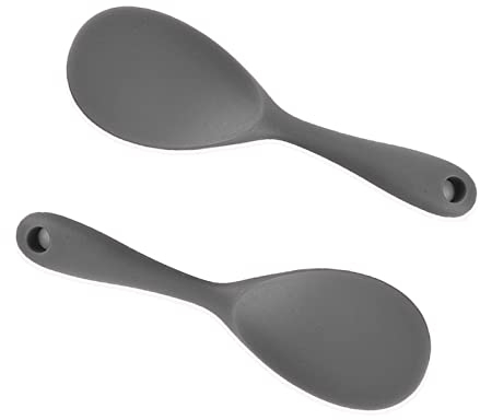 Servierlöffel 2 Stück, Antihaft Reiskocher Reislöffel, Silikon Kochlöffel Für Kartoffelpüree, Reis, Reiskocher (Grau)