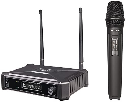 KAM KWM6PRO Single Wireless Microphone System with Fixed UHF Channel Receiver, LCD Display, and 50m Range