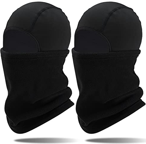 Arcweg Kids Thermal Fleece Balaclava Neck Warmer Winter Windproof Face Hood Mask Fits Under Helmets for Boys Girls in Winter for Skiing, Running, Cycling Black+Black