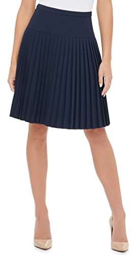 Tommy Hilfiger Falda Plisada con Cremallera para Mujer, Medianoche/Excursión Monocromática (Midnight//Getaway Solids), 42