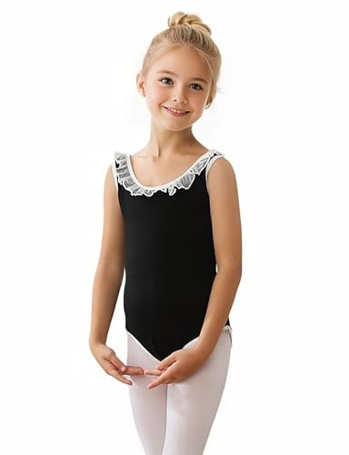 HIPPOSEUS Maillot de Danza Ballet para Niña sin Mangas Leotardos Maillot Baillot de Gimnasia Body Clásico para Niña, AM2000BX-Negro, 2-3 años