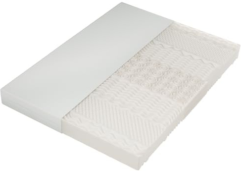 SOFTWEARY Materasso in schiuma fredda a 7 zone, H2 e H3, alto 20 cm, con rivestimento lavabile, traspirante, adatto alle persone allergiche (bianco, 140 x 200 cm)