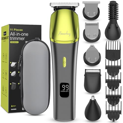 11-in-1 Haarschneider Herren Barttrimmer, Trimmer, Intimrasierer Haarschneidemaschine, Bodygroomer Set für Gesicht/Haare/Körper, 80 Min Laufzeitt, Geschenk Mann, inkl. Reiseettui