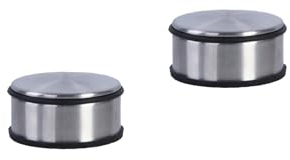 Topanbieter999 Edelstahl Türstopper Set Türstopper Türhalter Bodenstopper mit Gummiring, Ø 11,3 cm, Höhe 5,8 cm, schwere Ausführung, 1,123 kg je Stück ohne Bohren (2er Set Edelstahl)