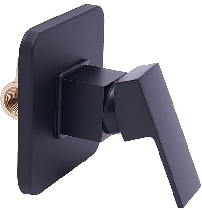 Wrench Type Shower Valve Trim Wall Mount Shower Faucet Shower Tap Control Valve Bathroom Hot/Cold Mixer Faucet Square Black 4.72