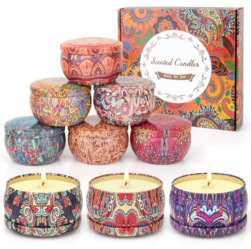 Velas Perfumadas Juego de 9 Piezas, Aromaticas, Perfumadas de 2.5 onzas, cera de Soja Natural, Juegos de Velas para Cumpleaños, Aniversario, Navidad, Regalos Mujer, Agradecimiento, Decoració