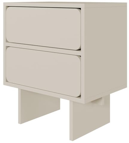 Selsey Wuwu - Comodino con 2 cassetti, apertura a sfera, colore: grigio/beige
