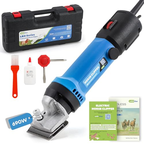 Luzrise Horse Clippers 690W 28000RPM, Heavy Duty Horse Grooming Kit, Professional Livestock Clippers with 6 Speed Adjustable for Shaving Horse Pony Cattle Goat Large Dogs and Others