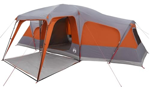 vidaXL Tienda Familiar con Porche 9 Personas Impermeable Gris Naranja