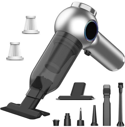 Ludunbuy Aspirador de Mano Potente, 20000Pa Mini Aspiradora de Mano, 6000mAh Aspirador Coche Portátil Recargable Sopladora y Succionadora para el Hogar,Grietas y Rincones, Automóvil, Cocina