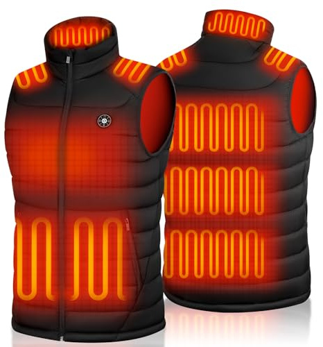 XINSONYUELL Heated Gilet for Men, Heated Vest Men with 15 Heating Zones, 3 Adjustable Temperature Electric Gilet 16000mAh Battery Pack for Winter Outdoor