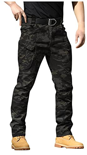 Pantalon Cargo Hombre Pantalon Caza Senderismo con Bolsillos Pantalones Chinos de Trabalho Anchos Caza Camuflaje Viaje de Invierno Pantalón de Trabajo Cargo Pants Hombre Camuflaje M